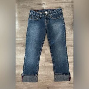 Y2K Abercrombie & Fitch USA Cuffed Boot Cut Capris Jeans 100% Cotton Sz 0 /26